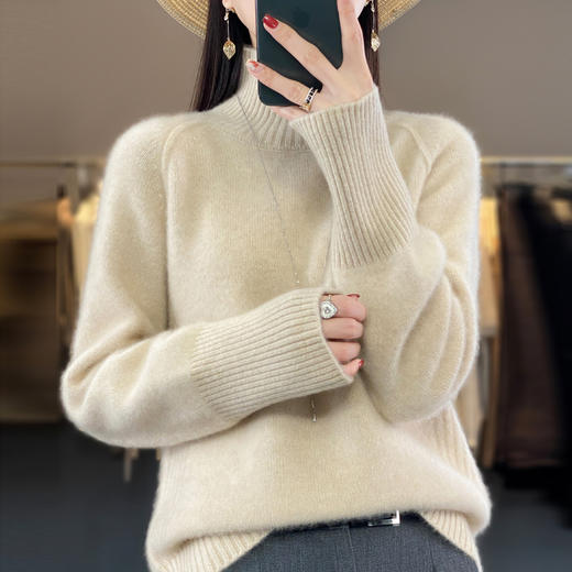 佰威斯利时尚爆款高领针织打底衫女新款洋气宽松加厚大码女装秋冬毛衣m-6xl 商品图3