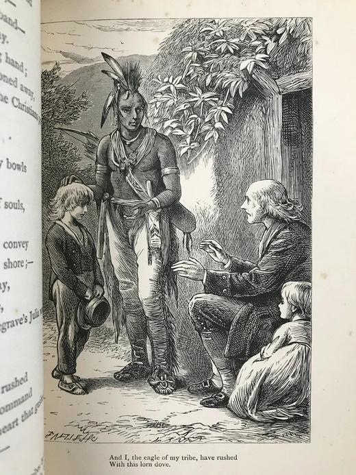 特装本！约19世纪后期 坎贝尔诗集 9幅版画插图 全真皮精装36开 商品图8