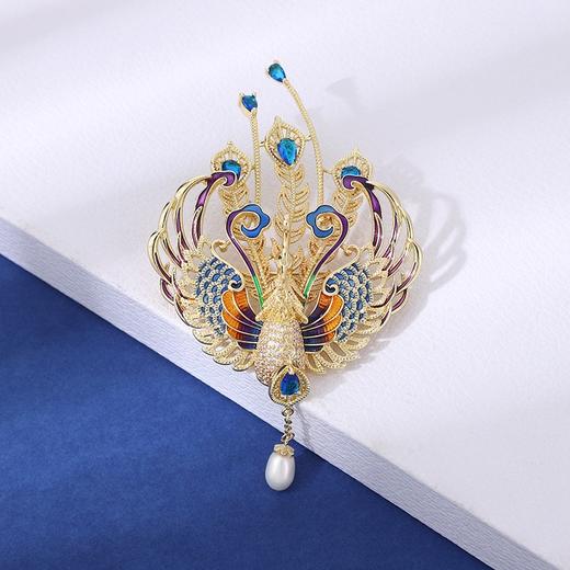 雀说 中国风百鸟朝凤奢华珐琅凤凰胸针T4651 商品图1