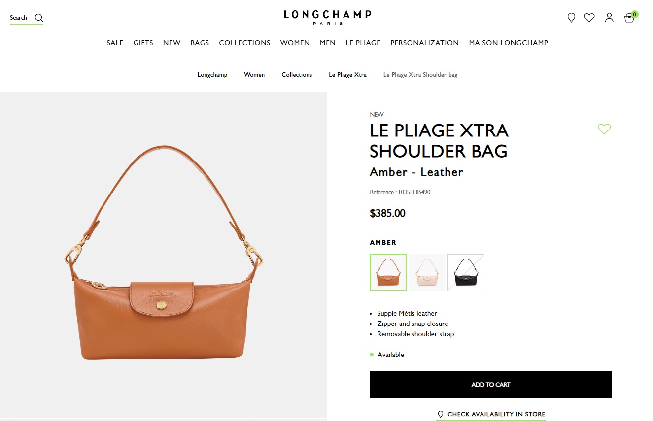 LC珑骧Le Pliage Xtra 珑骧羊皮单肩挎包复古手提包单肩包 Z-15768