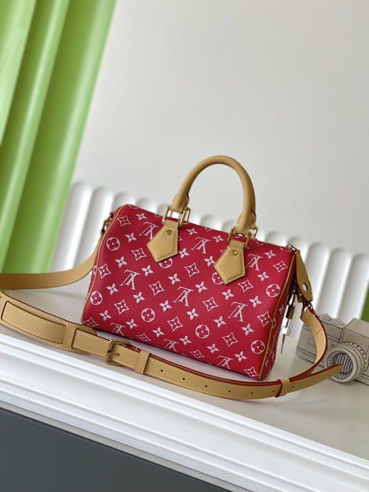 秋冬特惠💰1100 原单LV M24425红 尺寸：25×15×15cm SPEEDY P9 全皮枕头包 变码芯片 商品图2