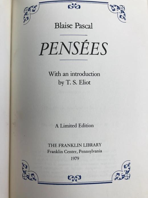 限量版！布莱兹・帕斯卡尔《思想录》 富兰克林图书馆豪华皮装本 商品图2