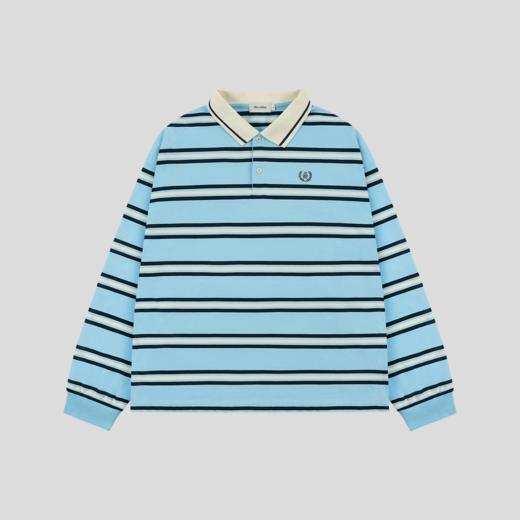 GOODBAI新款刺绣logo翻领撞色条纹长袖POLO衫男女同款 商品图4