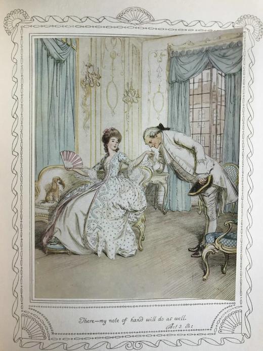 约20世纪早期 谢里丹《造谣学校》 休·汤姆森25幅彩色手工贴图 漆布精装16开 商品图7