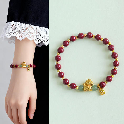 【马上有钱】马年生肖马朱砂手链 轻奢时尚招财纳福朱砂手串 商品图1