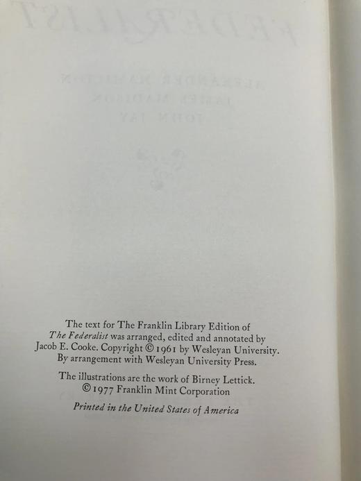 限量版！含藏书票 亚历山大・汉密尔顿《联邦党人文集》 配插图 富兰克林图书馆豪华皮装本 商品图4