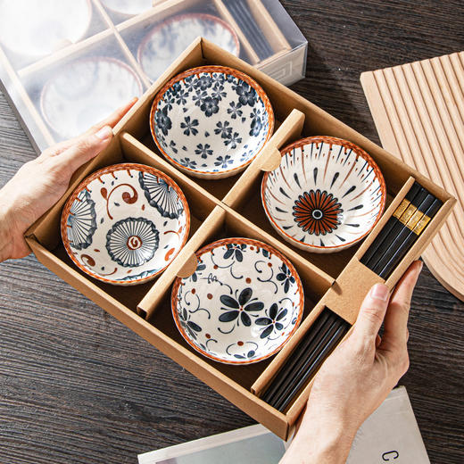 【和风韵味创意搭配❗️款款精致美观搭配精美礼盒】日式陶瓷餐具礼盒装碗具碗碟套裝家用商务礼品开业活动小礼品。jb 商品图1