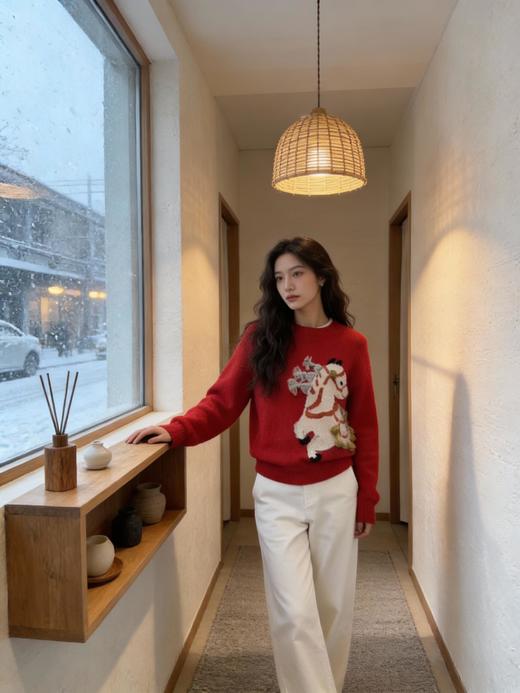 马年限定高圆圆同款马年图腾吉祥如意羊毛衫 商品图4