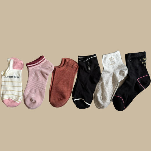 【48元12双】女袜/学生袜短筒/中筒袜子四季棉袜【孤品/样品袜子】 商品图4