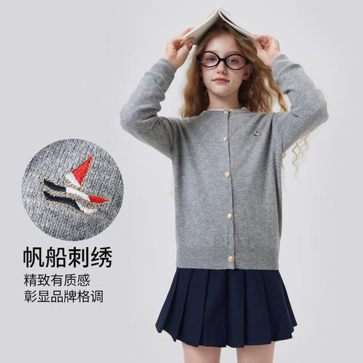 【纳维凯尔】【含绵羊毛】【120-165】Navigare意大利小帆船女童春秋针织开衫 商品图3