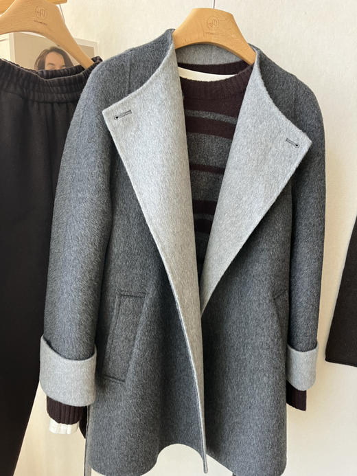 【灰的AB面】噢蜜ooomeooo双色手工10羊绒大衣 商品图12