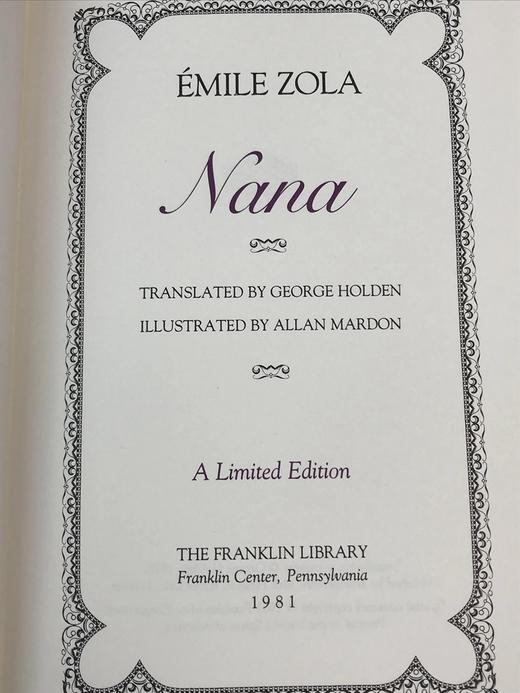 限量版！含藏书票 埃米尔・左拉《娜娜》 配插图 富兰克林图书馆豪华皮装本 商品图3