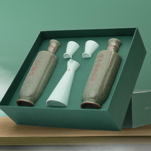 会稽山黄酒典雅二十年青瓷酒具礼盒500ml*2花雕酒半干型 商品图2