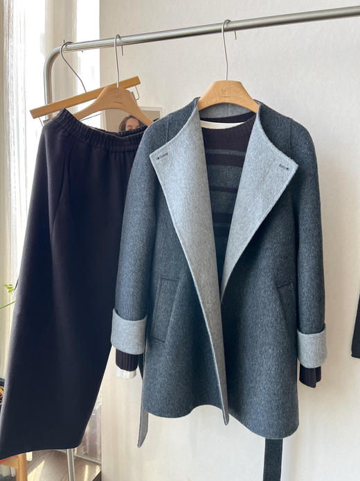 【灰的AB面】噢蜜ooomeooo双色手工10羊绒大衣 商品图11