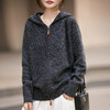 丁摩 法式松弛感连帽100纯羊毛针织开衫  JJ-159 商品缩略图2