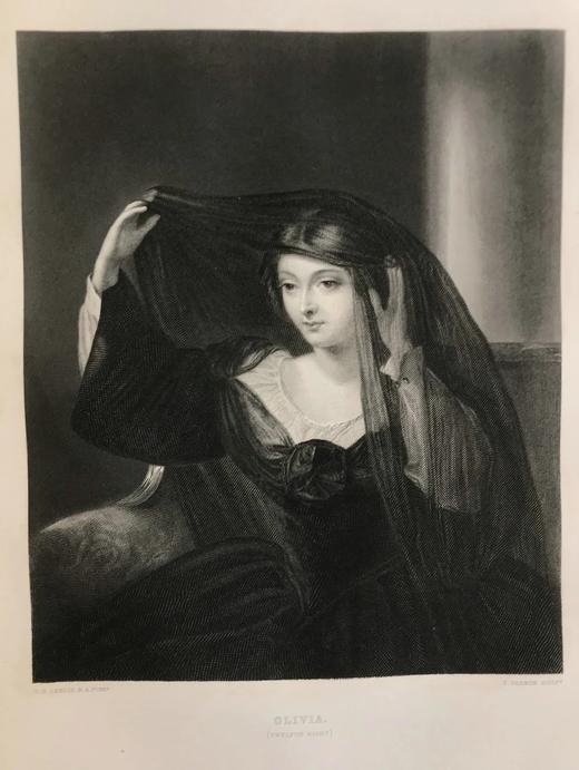 38*29cm！约19世纪中期 殿版莎士比亚作品集（全2卷） 44幅精美钢版画 漆布精装 商品图4