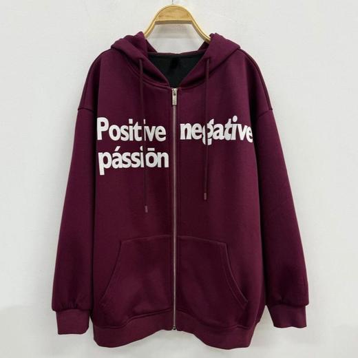 ZC连帽拉链撞色字母加绒卫衣外套51030（紫）冬季254030280321 商品图1