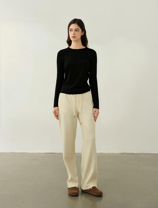 官网1099！内家秋冬软糯羊毛棉上衣正肩圆领长袖打底衫女高弹显瘦可外穿保暖内搭 商品图3