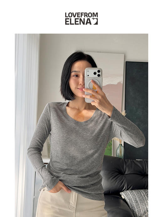 「工厂团购」莱赛尔羊毛混纺 圆领打底衫 商品图0