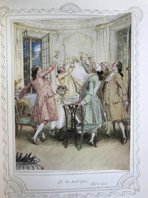 约20世纪早期 谢里丹《造谣学校》 休·汤姆森25幅彩色手工贴图 漆布精装16开 商品图5