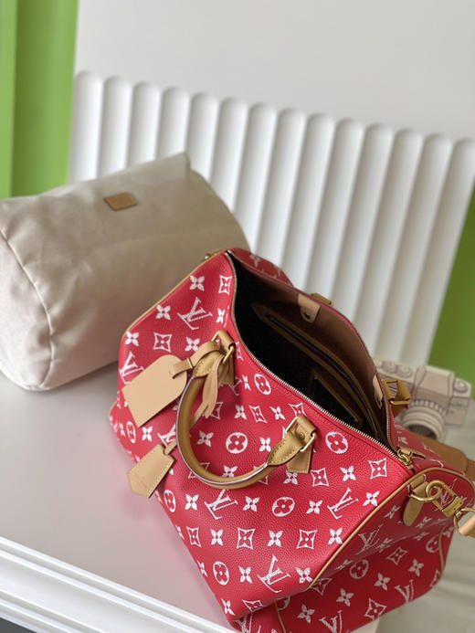 秋冬特惠💰1250 原单LV M24420红 尺寸：40×26×23cm SPEEDY P9 全皮枕头包 变码芯片 商品图6