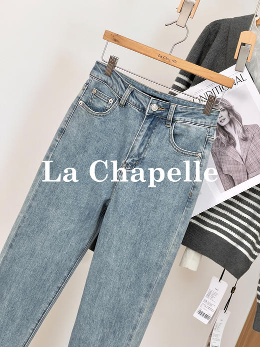 专柜实拍【人生小脚裤】拉夏贝尔/La Chapelle单扣弧形口袋小脚牛仔裤女修身小个子时尚休闲长裤 商品图3