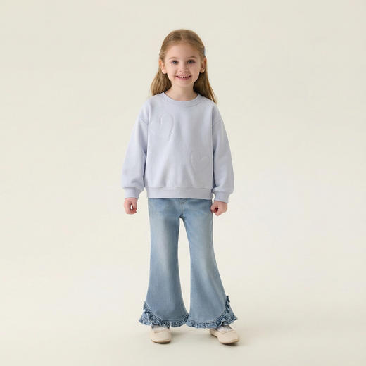 马克珍妮立体爱心女童多彩软糯卫衣2026年春装新款560107 商品图1