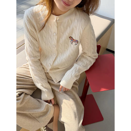 鄂尔多 * 同款 100% 羊毛绞花针织衫|中鼎集团纱线 商品图5