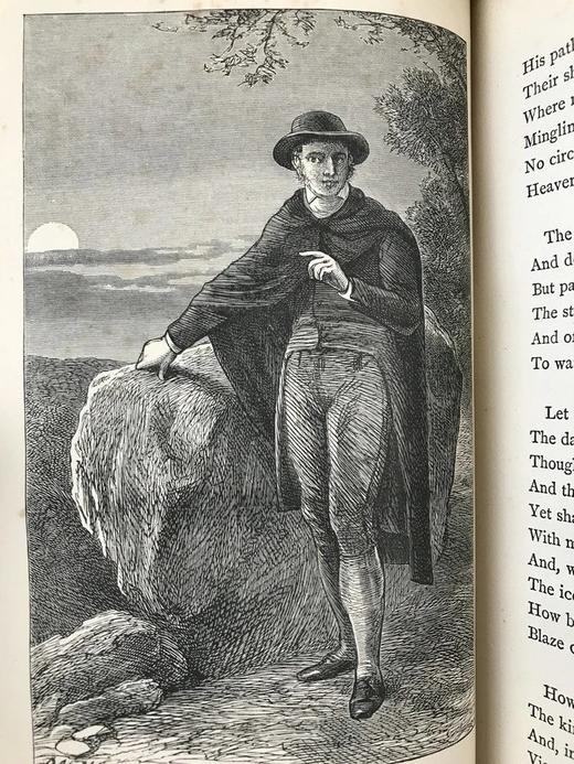 特装本！约19世纪后期 坎贝尔诗集 9幅版画插图 全真皮精装36开 商品图9