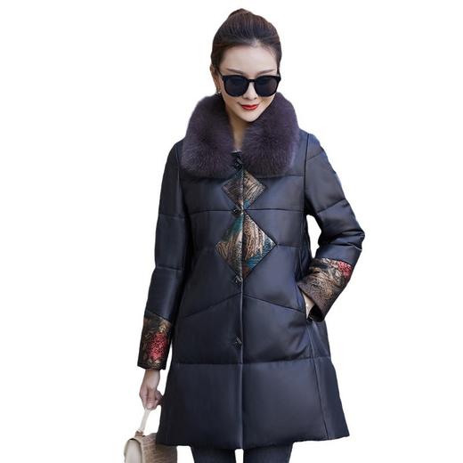 丁摩 真皮羽绒服女中长款绵羊皮衣鹅绒服外套6699 商品图4