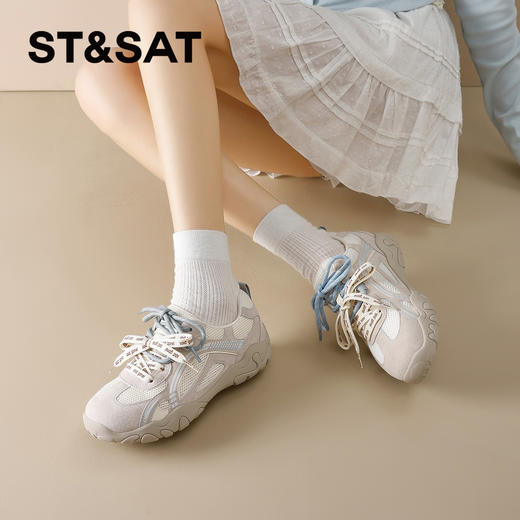 星期六26春新款时尚百搭网面透气厚底阿甘鞋SSE1112C1T 商品图5