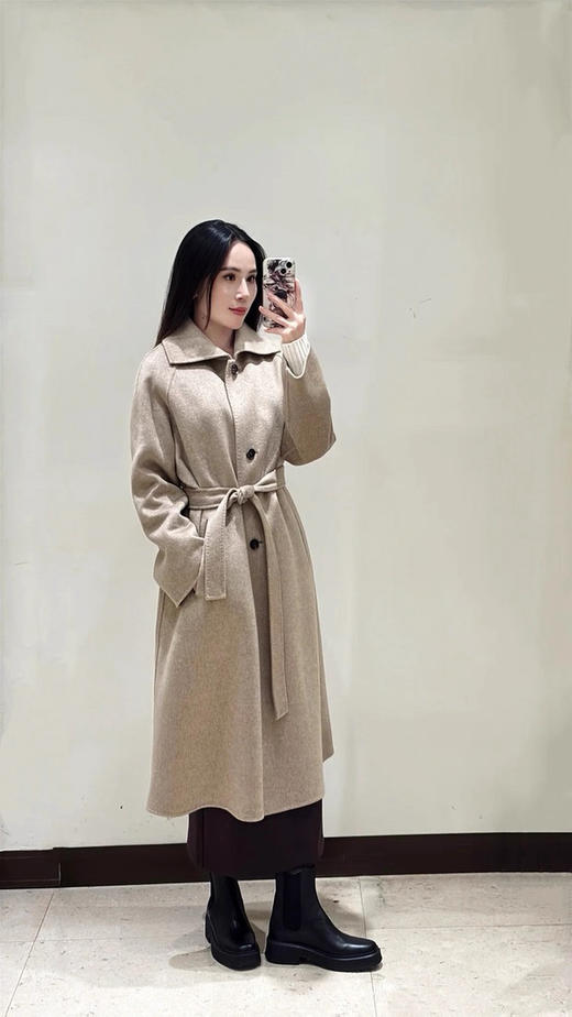 1229-4  小禾女士紫绒双面呢大衣  有码换码不退货 商品图3