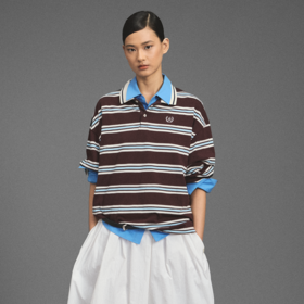 GOODBAI新款刺绣logo翻领撞色条纹长袖POLO衫男女同款