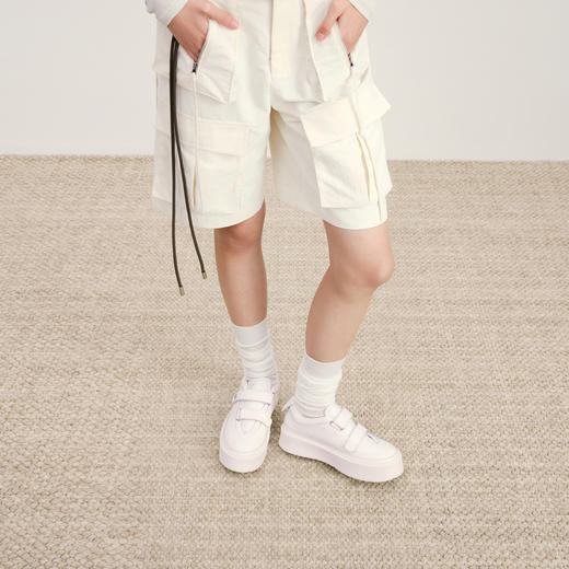 lost in echo2026春夏新款时尚简约双条带魔术贴厚底休闲鞋小白鞋 商品图3