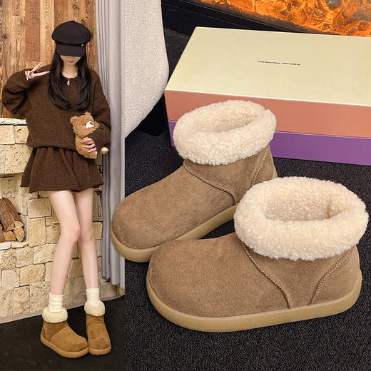 【小土豆勃肯雪地靴】加厚保暖内里 柔软亲肤 舒适不磨脚 防滑大底 雪天出行无忧 简约百搭 修饰腿型 跟高3CM 帮高10CM X36 商品图7