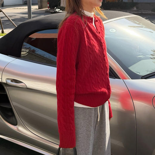 鄂尔多 * 同款 100% 羊毛绞花针织衫|中鼎集团纱线 商品图2