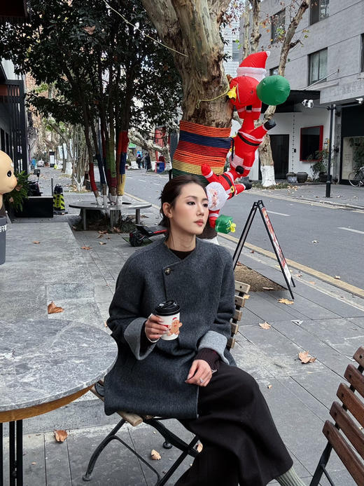 【灰的AB面】噢蜜ooomeooo双色手工10羊绒大衣 商品图9