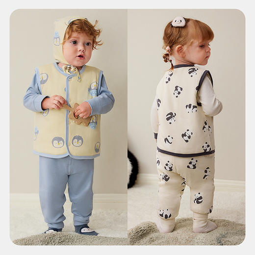 【夹棉】迷你巴拉婴童保暖背心男女宝宝亲肤印花家居马甲秋冬 商品图2