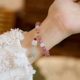 【福运草莓晶手串】敦煌小众天然草莓晶手链女新中式高级感粉色水晶手串