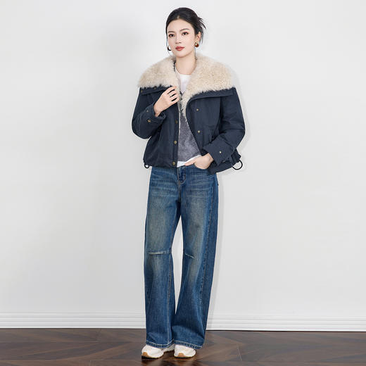 90白鸭绒时尚潮流毛翻领拼接短款加厚羽绒服WLZD2516111 商品图2