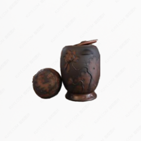 纯手工拉坯五色泥紫陶荷花大坛（堆雕）骨灰坛骨灰罐骨灰盒寿盒