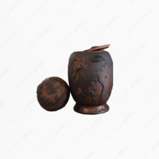 纯手工拉坯五色泥紫陶荷花大坛（堆雕）骨灰坛骨灰罐骨灰盒寿盒 商品图0