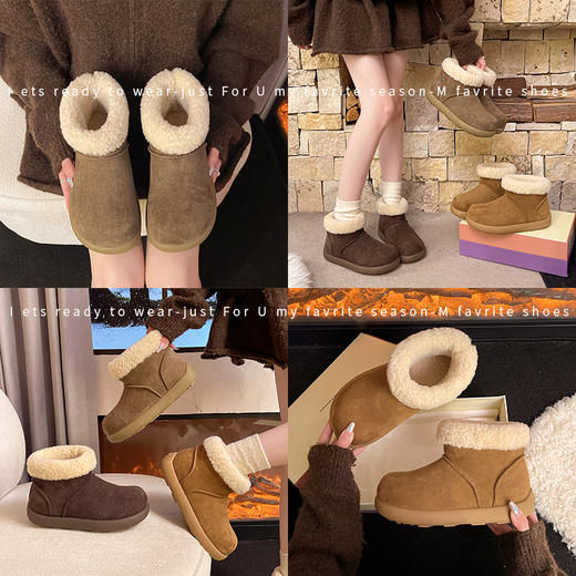 【小土豆勃肯雪地靴】加厚保暖内里 柔软亲肤 舒适不磨脚 防滑大底 雪天出行无忧 简约百搭 修饰腿型 跟高3CM 帮高10CM X36 商品图1