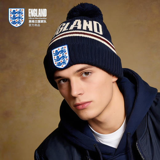 【官方正版】英格兰国 家队 | 字母毛线帽蓝白色复古针织帽 商品图0
