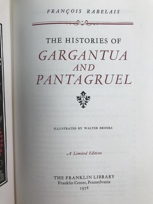 限量版！弗朗索瓦・拉伯雷《巨人传》 配插图 富兰克林图书馆豪华皮装本 商品图2