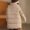 丁摩 立领双头拉链羽绒服女中长款白鸭绒保暖加厚外套23842 商品缩略图1