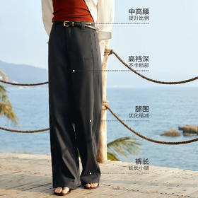 欧芮儿2026春新款灰色直筒西装裤女高腰显瘦通勤宽松垂感阔腿长裤