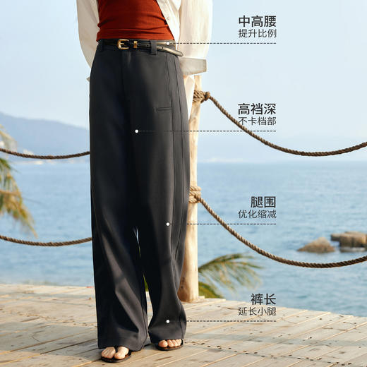 欧芮儿2026春新款灰色直筒西装裤女高腰显瘦通勤宽松垂感阔腿长裤 商品图0