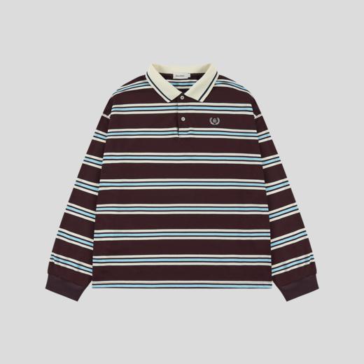 GOODBAI新款刺绣logo翻领撞色条纹长袖POLO衫男女同款 商品图2