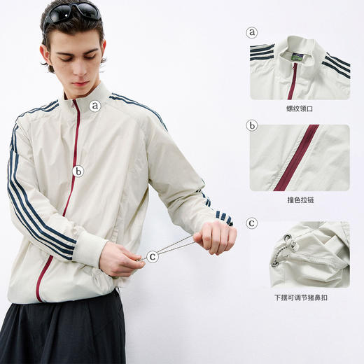 714street美式复古条纹撞色夹克2026春季凉感防晒情侣运动外套男 商品图3
